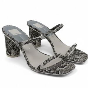 Dolce Vita Noles Shadow Snake Print Black Ivory Leather Cone Open Toe Heel NEW